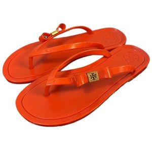 Tory Burch Orange Plastic Jelly Sandals Size 6-6.5